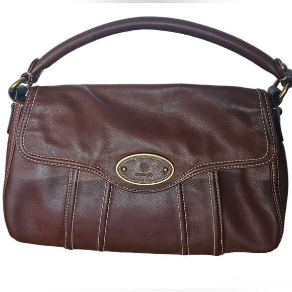 Talbots Handbags - Talbots Soft Brown Leather Top Handle Magnetic Closure Shoulder Bag